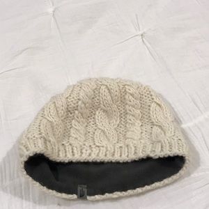 North Face off white Chunky Knit Fleece lined cap